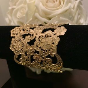Gold Floral Wrap Cuff Bracelet